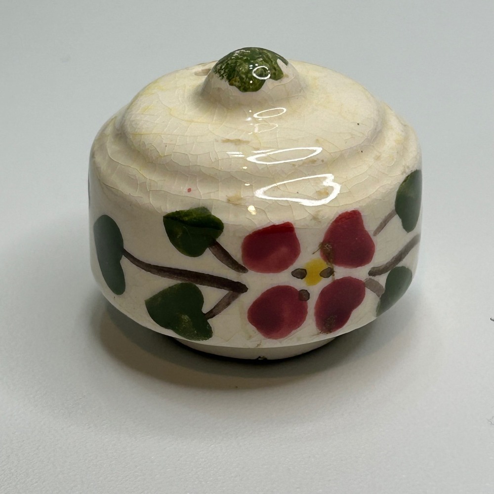 Vintage Hand Painted Floral Ceramic Salt Pepper Shaker Single Crazed Glaze SP78